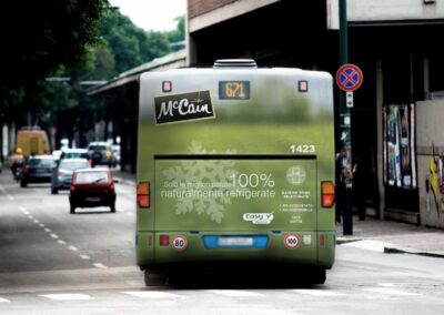 McCain advertisement displayed on a bus